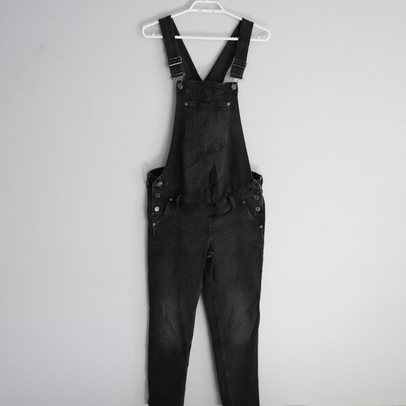 H&M Mama Dark Wash Black Small One Piece Denim Maternity Dungaree Bib Overalls - Picture 1 of 15
